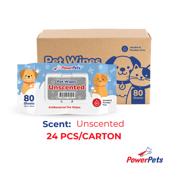 [Bundle of 24] PowerPets Antibacterial Pet Wet Wipes 80 Sheets – Alcohol & Paraben-Free, Hypoallergenic