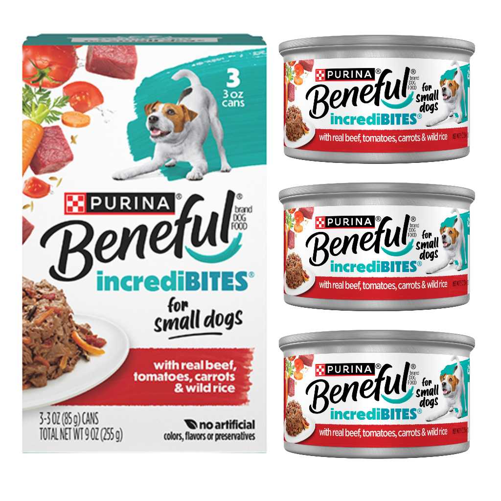 [Bundle of 3] Purina Beneful IncrediBites Wet Dog Food 85g – Soft Meaty Chunks for Small Dogs Real Beef w Gravy
